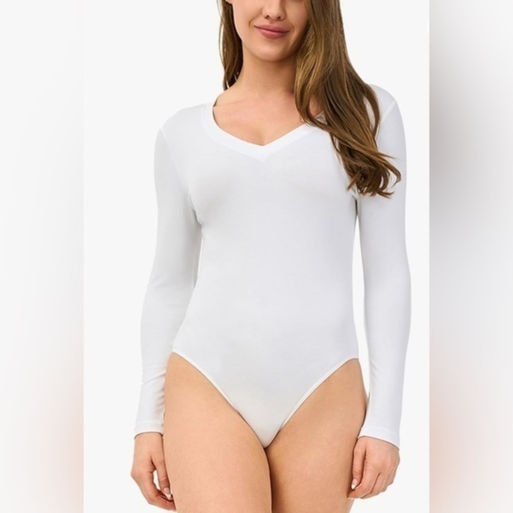 Women's White Long Sleeve Bodysuit C94